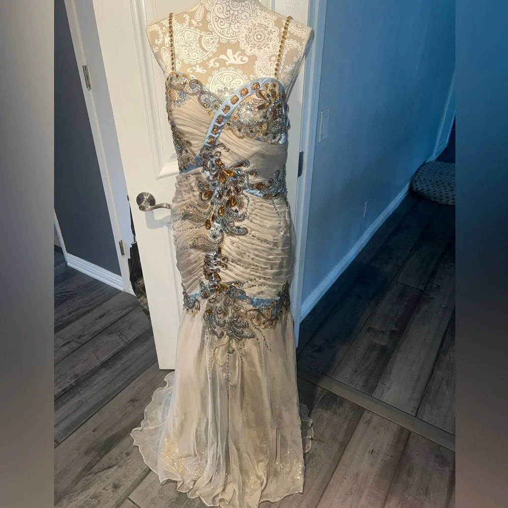 MUSANI GOLD COUTURE Evening Prom Dress Gown - Picture 1 of 14